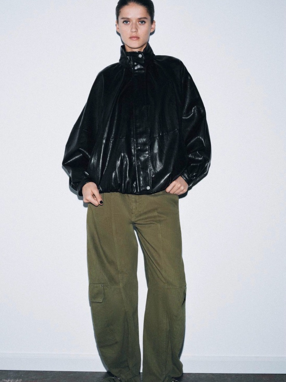 Zara Black Oversized Bomber Jacket